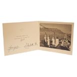 TM King George VI and Queen Elizabeth - signed 1948 Christmas card with gilt embossed crown to