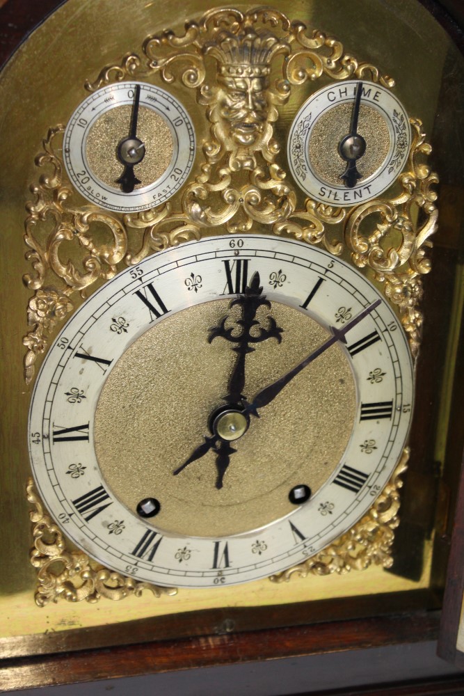 Late Victorian bracket clock with gilt and silvered arched dial with chime-silent and slow / fast - Image 2 of 8