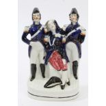 Victorian Staffordshire figure group of dying Nelson with two Naval Officers,