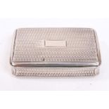 George IV silver snuff box of rectangular form, with engine-turned decoration,