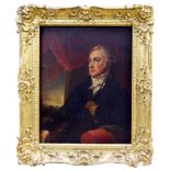 Early 19th century English School oil on canvas - portrait of a gentleman in black coat,