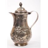 Late 18th century Irish silver coffee pot of baluster form,