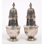 Pair Victorian silver casters of octagonal form,
