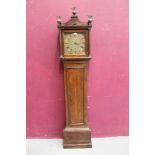 Early 18th century eight day longcase clock with square brass dial,