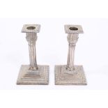 Pair Victorian silver candlesticks with fluted columns,