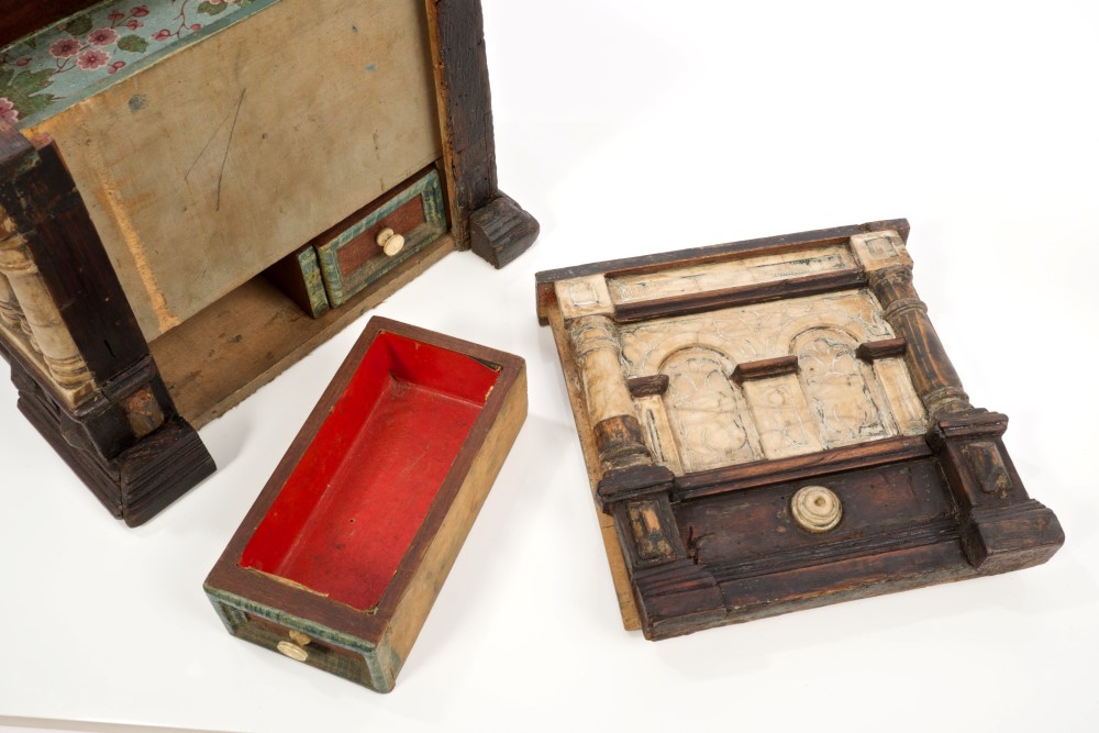 Early 17th century Malines ebonised wood and carved alabaster table cabinet, - Image 7 of 7