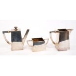 Early 20th century Continental silver Art Deco-style three piece coffee set - comprising coffee pot