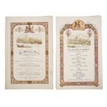 HM Queen Victoria - fine dinner menu for 'Her Majesty's Dinner Thursday 14 May 1874' on printed