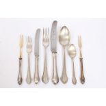 Late 19th / early 20th century German silver cutlery service in the Egyptian Revival style -