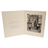 HM Queen Elizabeth II - signed 1952 Christmas card with gilt embossed crown to cover and black and