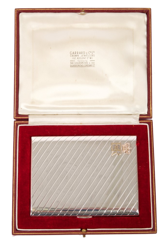 HM Queen Elizabeth II - fine Royal Presentation silver and gold mounted cigarette case,