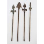 Four antique Chinese bronze arrow-heads,