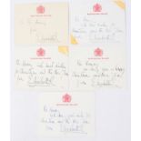 HM Queen Elizabeth II - five handwritten Christmas gift cards on Buckingham Palace headed cards -