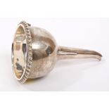 George III silver wine funnel of conventional form, with slip-in strainer with gadrooned border,