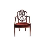 George III mahogany open elbow chair in the manner of Chippendale,