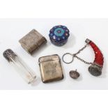 Vertu items - including Victorian ruby glass cornucopia-form scent bottle, book-form vesta,