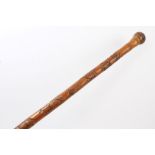 Late 19th / early 20th century Japanese carved bamboo walking stick with root knop,