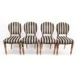 Set of four Victorian walnut dining chairs,