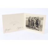 TM King George VI and Queen Elizabeth - signed 1950 Christmas card with gilt embossed crown to