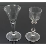 Early 18th century wine glass, circa 1730 - 1740, with conical bowl,