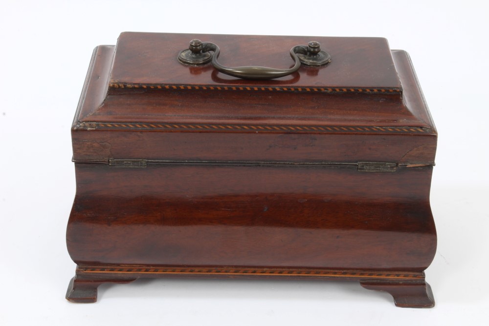 Late 18th / early 19th century Dutch mahogany bombe-form tea caddy with surmounting handle and - Image 6 of 7