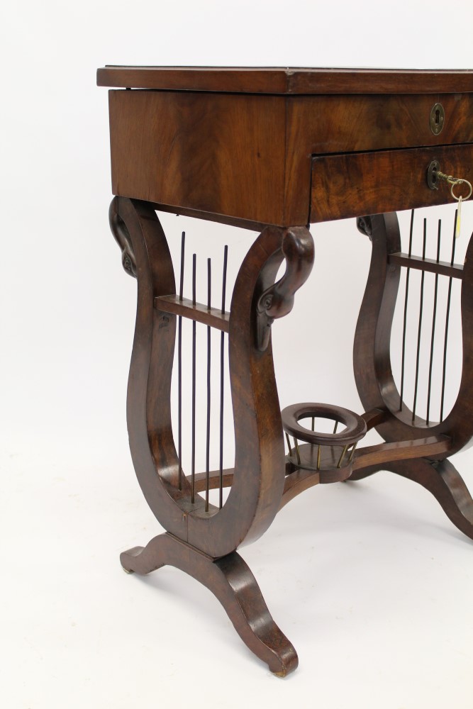 Mid-19th century French mahogany dressing table with hinged top enclosing mirror and lidded - Image 5 of 7