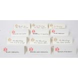 Interesting collection of British Government place name cards - each with embossed Royal crest and
