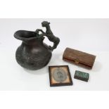 19th century leather cased travelling writing set of tubular form,