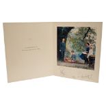 HM Queen Elizabeth II and HRH The Duke of Edinburgh - signed 1957 Christmas card with gilt embossed