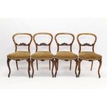 Set of four Victorian walnut balloon back chairs,