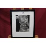 Ed Cooper, contemporary, charcoal - female nude, signed, in glazed frame,