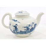 18th century Worcester blue and white Tambourine pattern teapot, circa 1754,