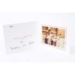 TRH The Prince and Princess of Wales - signed 1987 Christmas card with twin gilt Royal ciphers to