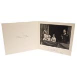 HM Queen Elizabeth II - signed 1954 Christmas card with gilt embossed crown to cover and black and