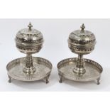 Pair of antique Moroccan silver plated incense burners,