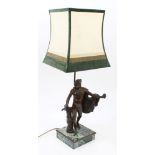 Decorative bronze and marble table lamp with classical figure after the antique,