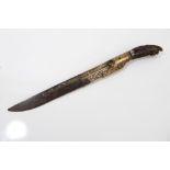 18th / 19th century Ceylonese Sinhalese dagger (piha-kaetta) with single-edged fullered blade with