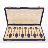 Late 19th / early 20th century set of twelve David Andersen Norwegian silver gilt and blue enamel