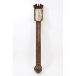 George III stick barometer with silvered scale, signed - 'J. Pelegrin & Co.