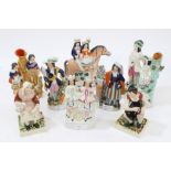 Collection of eight Victorian Staffordshire figures - including cobbler and his wife