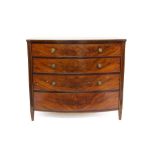 Regency mahogany and line-inlaid bow front chest of drawers of large proportions,