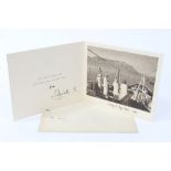 HM Queen Elizabeth (later The Queen Mother) - signed 1947 Christmas card with gilt embossed crown