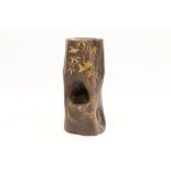 Ornamental Japanese jardinière, modelled from a tree stump with Shibyama detailing,