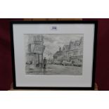 Ed Cooper, contemporary, pencil drawing - Felixstowe, signed, in glazed frame,