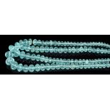 Aquamarine necklace with two rows of graduated faceted aquamarine beads - comprising sixty-six