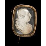 George III sulphide cameo brooch depicting a bust of King George III,