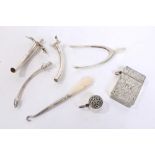 Three piece white metal Tracheostomy set, collar only marked - Silver, Down England RG 26,