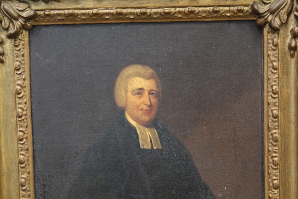 19th century English School oil on canvas - portrait of a clergyman, in gilt frame, - Image 2 of 5