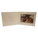 HM Queen Elizabeth II - signed 1958 Christmas card with gilt embossed crown to cover and colour