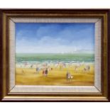 *Braaq (Brian Shields 1951 - 1997), oil on canvas - figures on a beach, signed - braaq 'ANN',